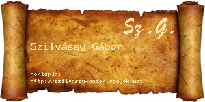 Szilvássy Gábor névjegykártya